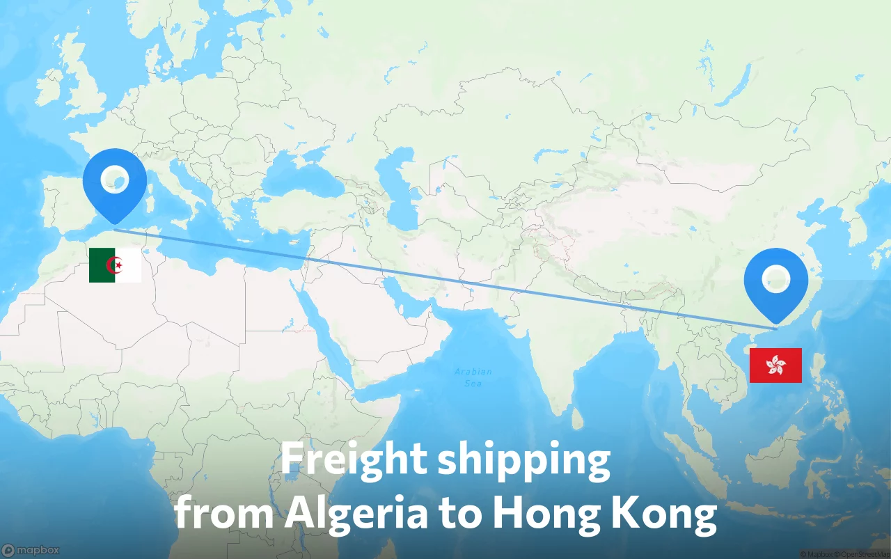 Shipping route from Algeria to Hong Kong