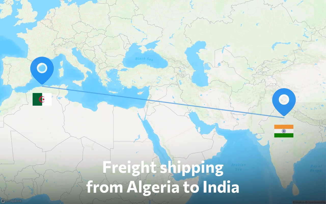 Shipping route from Algeria to India