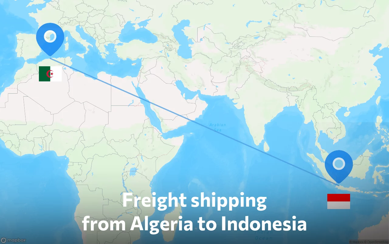 Shipping route from Algeria to Indonesia