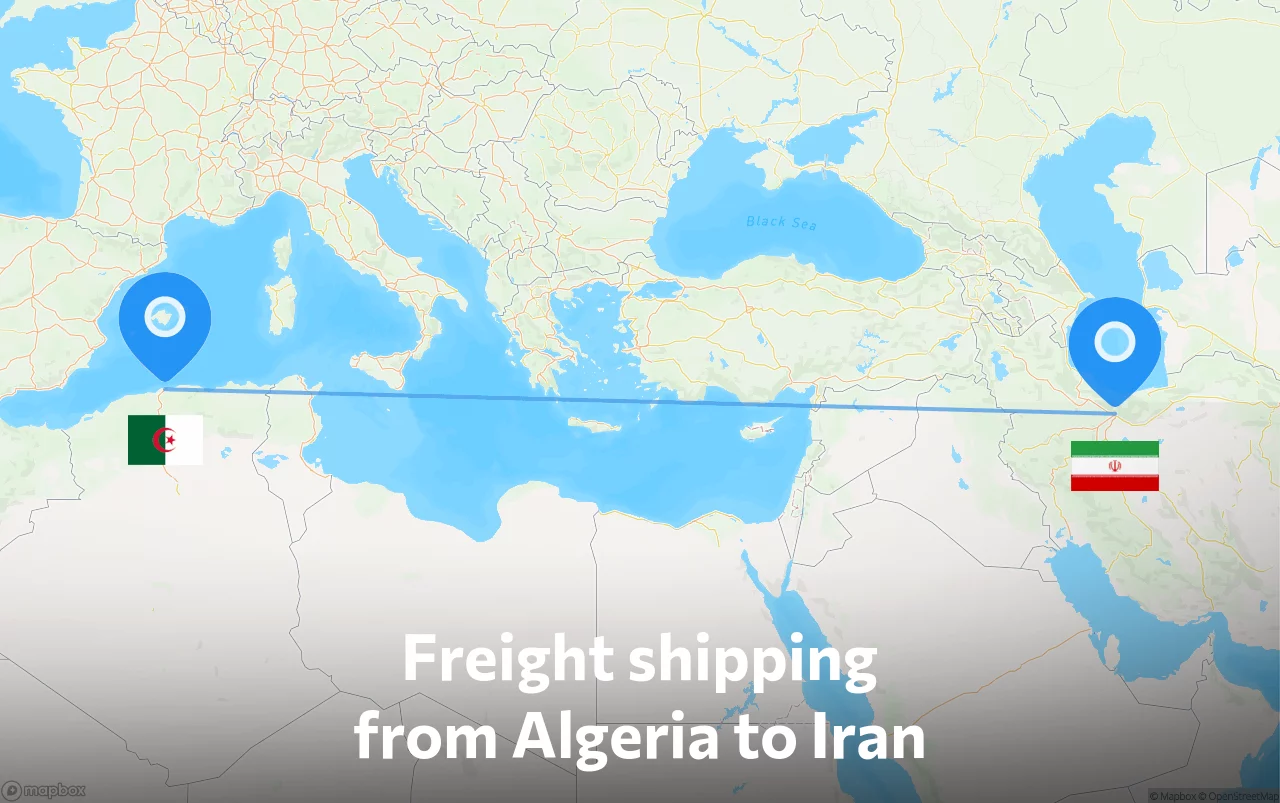 Shipping route from Algeria to Iran