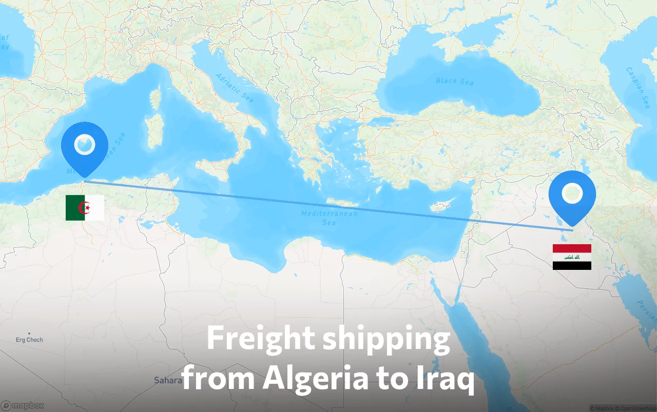 Shipping route from Algeria to Iraq