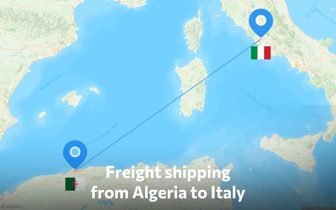 Shipping route from Algeria to Italy