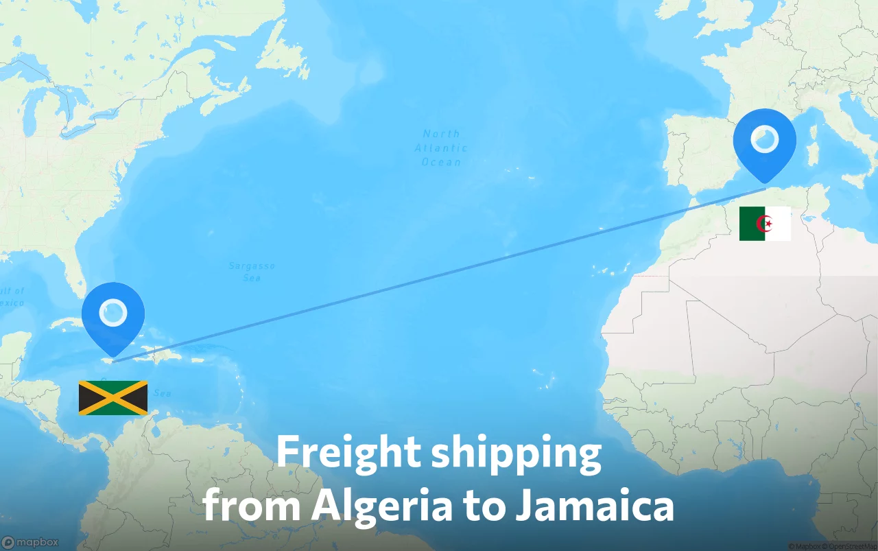 Shipping route from Algeria to Jamaica