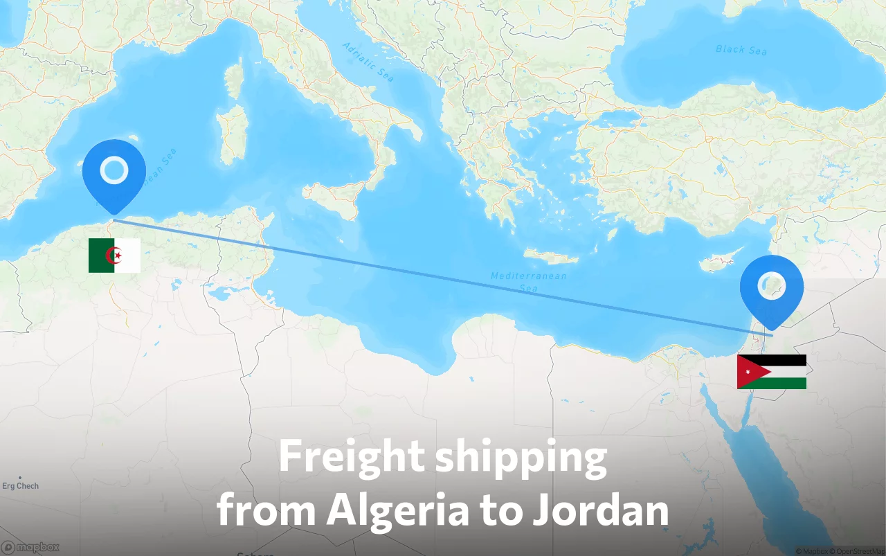 Shipping route from Algeria to Jordan