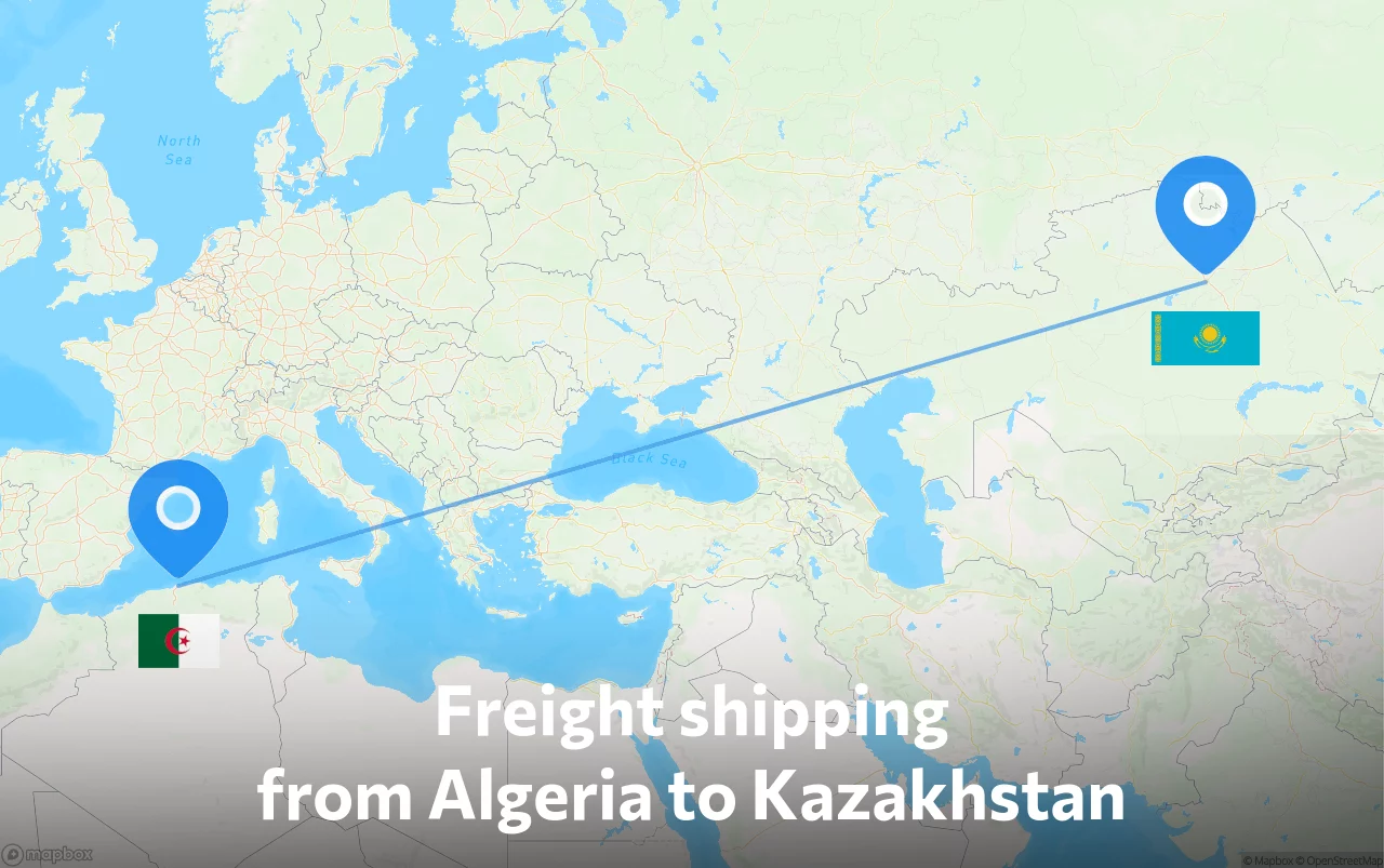 Shipping route from Algeria to Kazakhstan