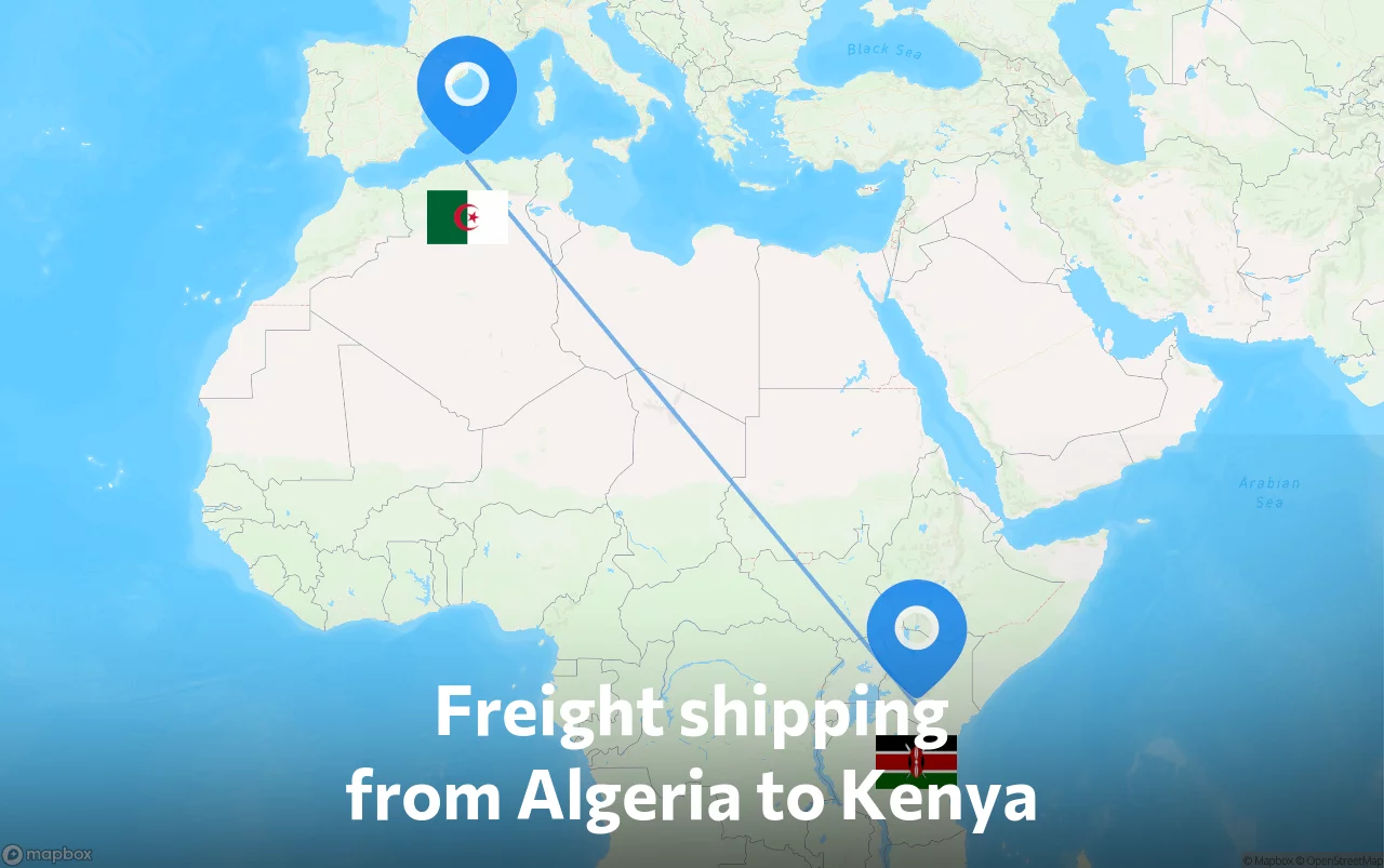 Shipping route from Algeria to Kenya