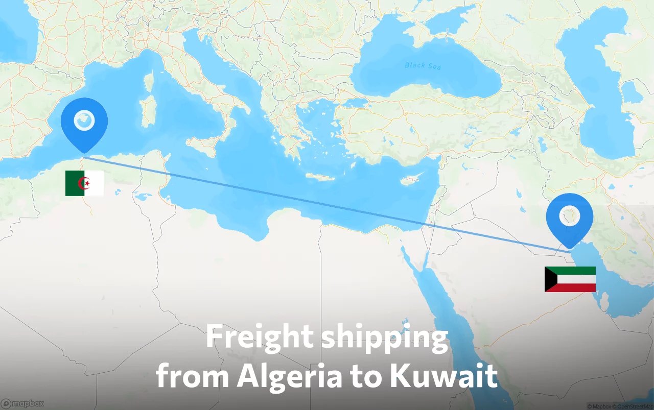 Shipping route from Algeria to Kuwait