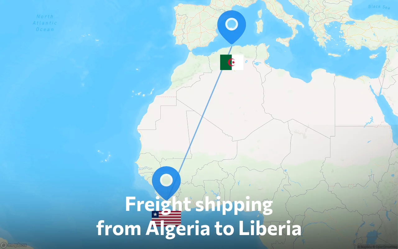 Shipping route from Algeria to Liberia