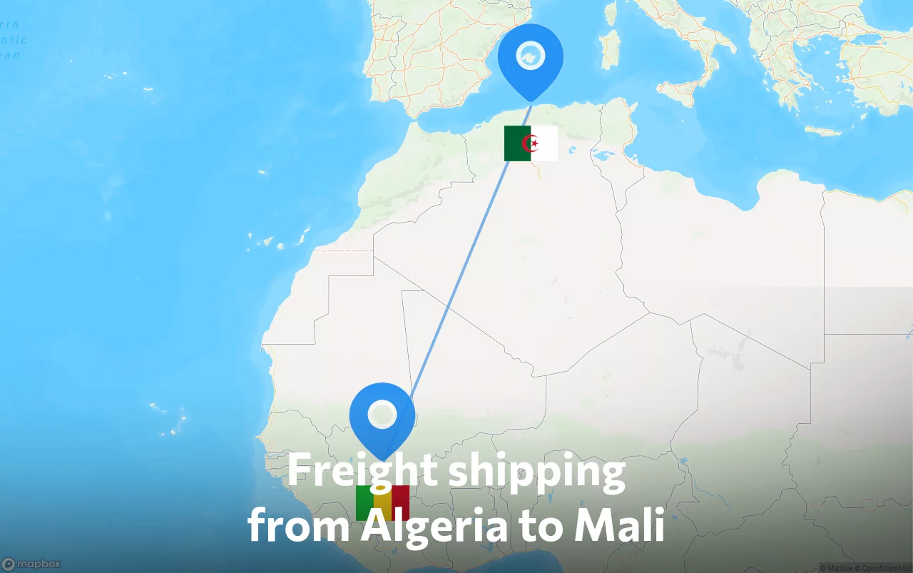 Shipping route from Algeria to Mali