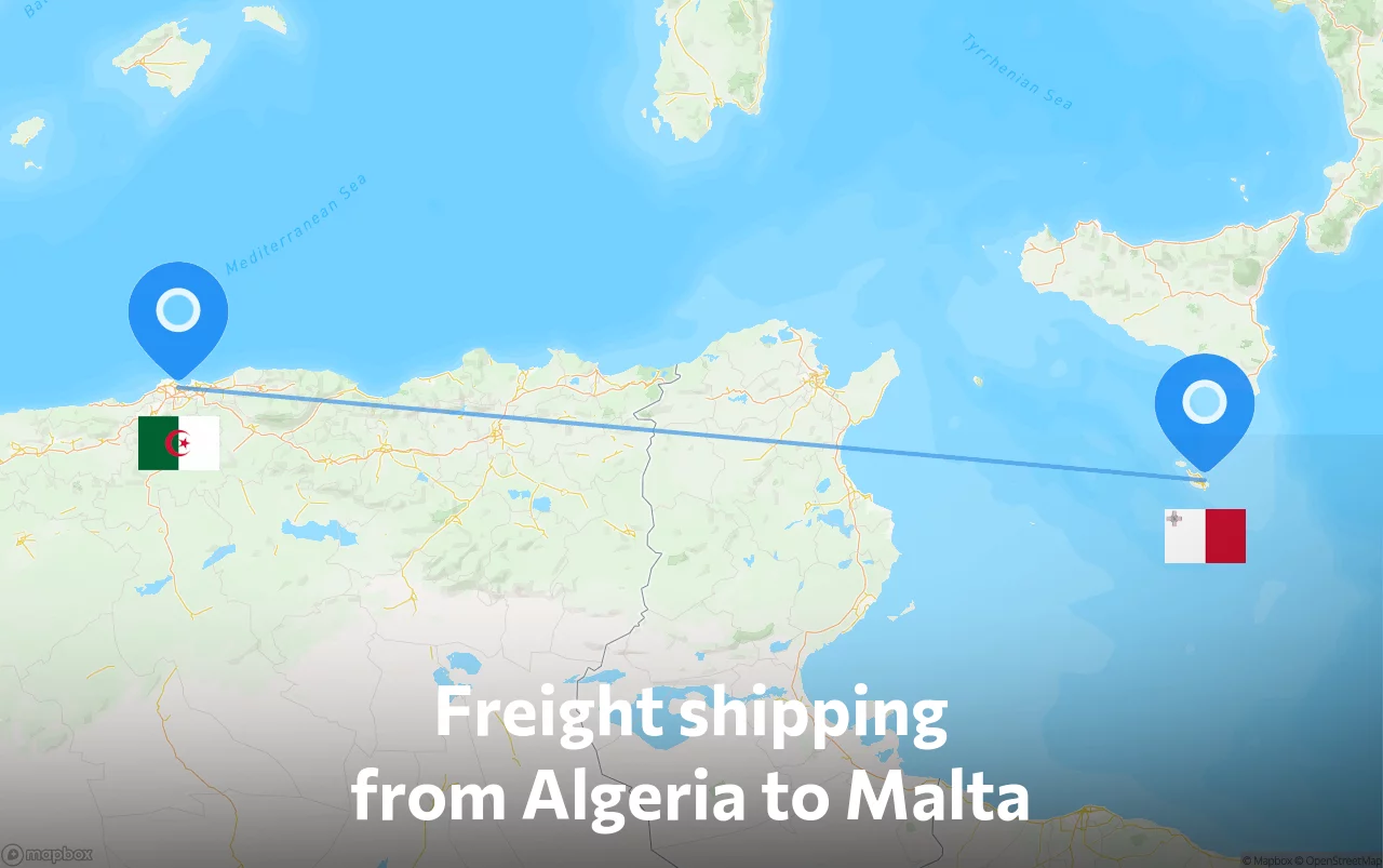Shipping route from Algeria to Malta