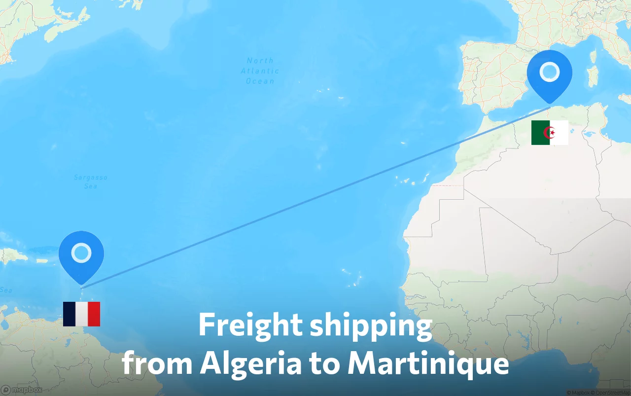 Shipping route from Algeria to Martinique
