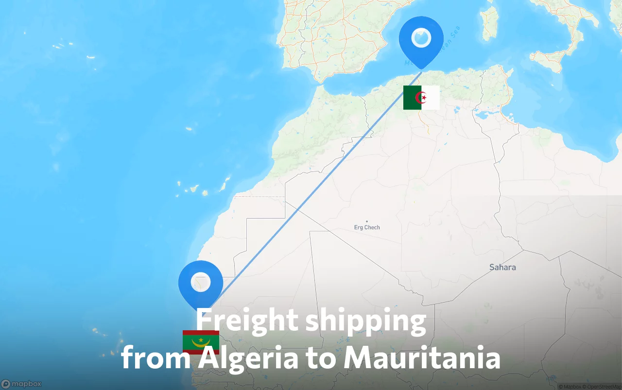 Shipping route from Algeria to Mauritania