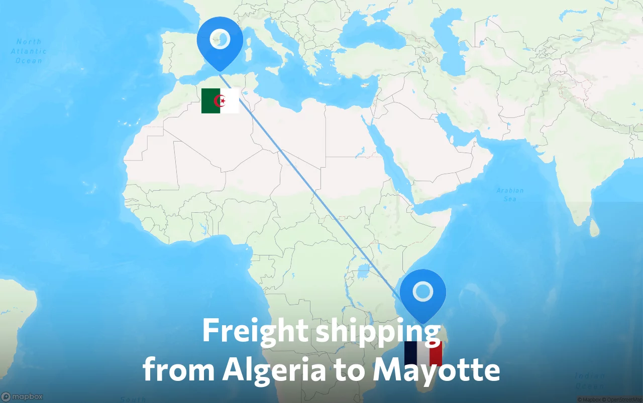 Shipping route from Algeria to Mayotte
