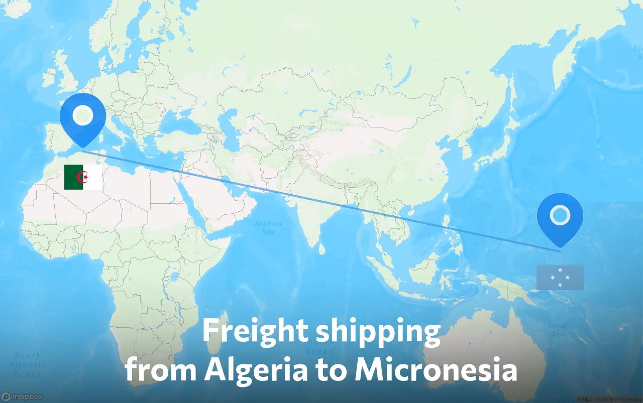 Shipping route from Algeria to Micronesia