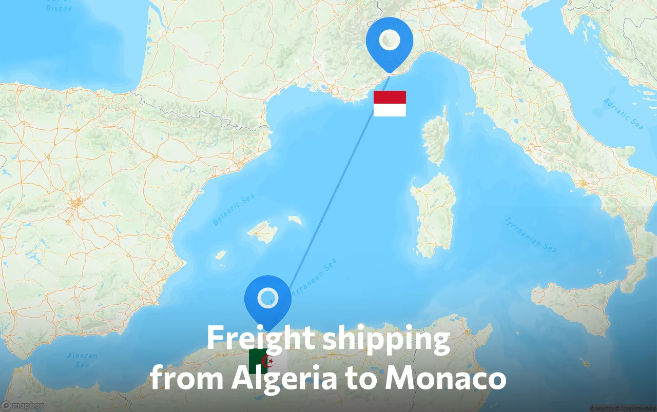 Shipping route from Algeria to Monaco