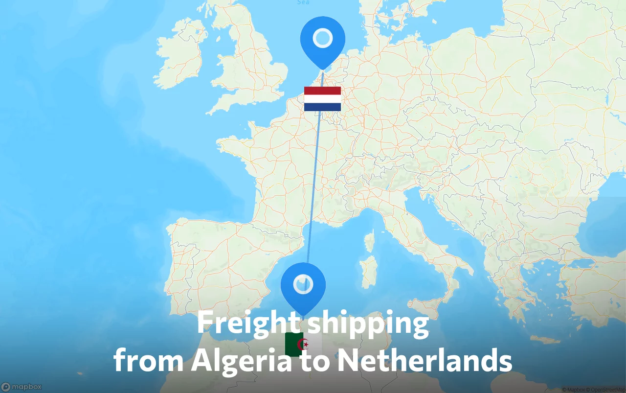 Shipping route from Algeria to Netherlands