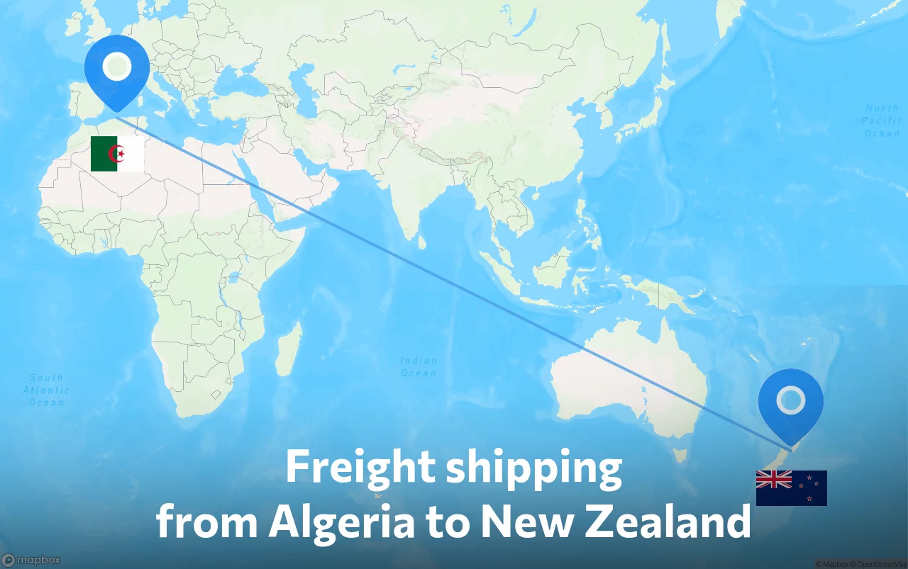 Shipping route from Algeria to New Zealand