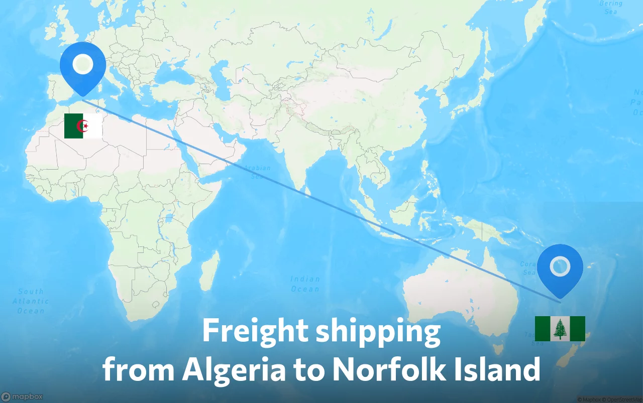 Shipping route from Algeria to Norfolk Island