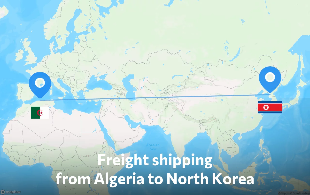Shipping route from Algeria to North Korea
