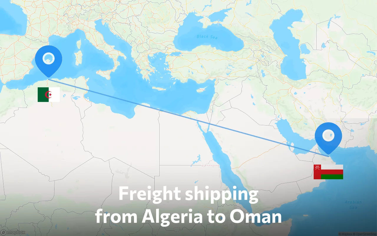 Shipping route from Algeria to Oman