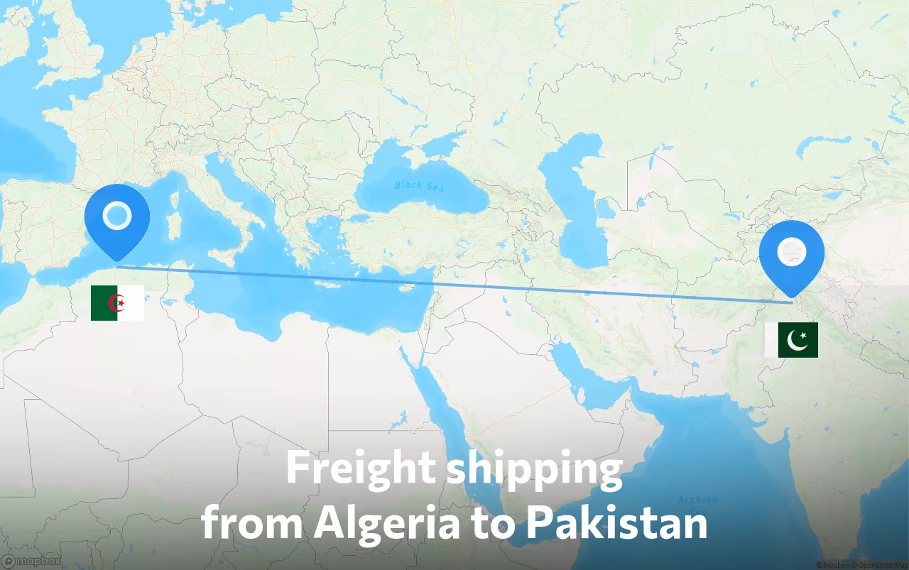 Shipping route from Algeria to Pakistan