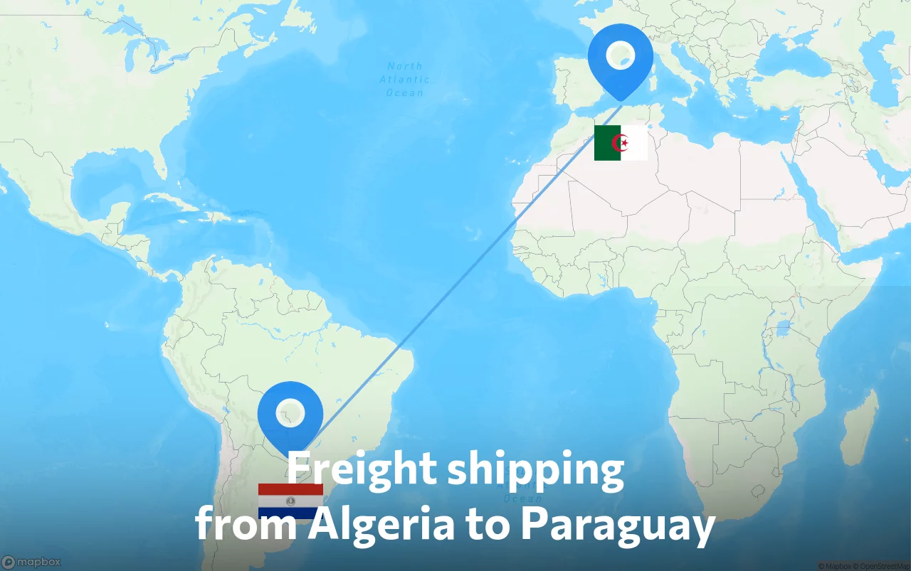 Shipping route from Algeria to Paraguay