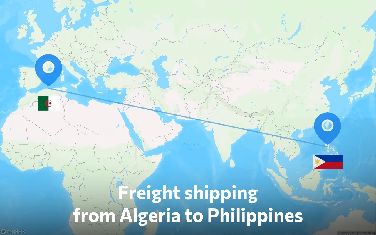 Shipping route from Algeria to Philippines