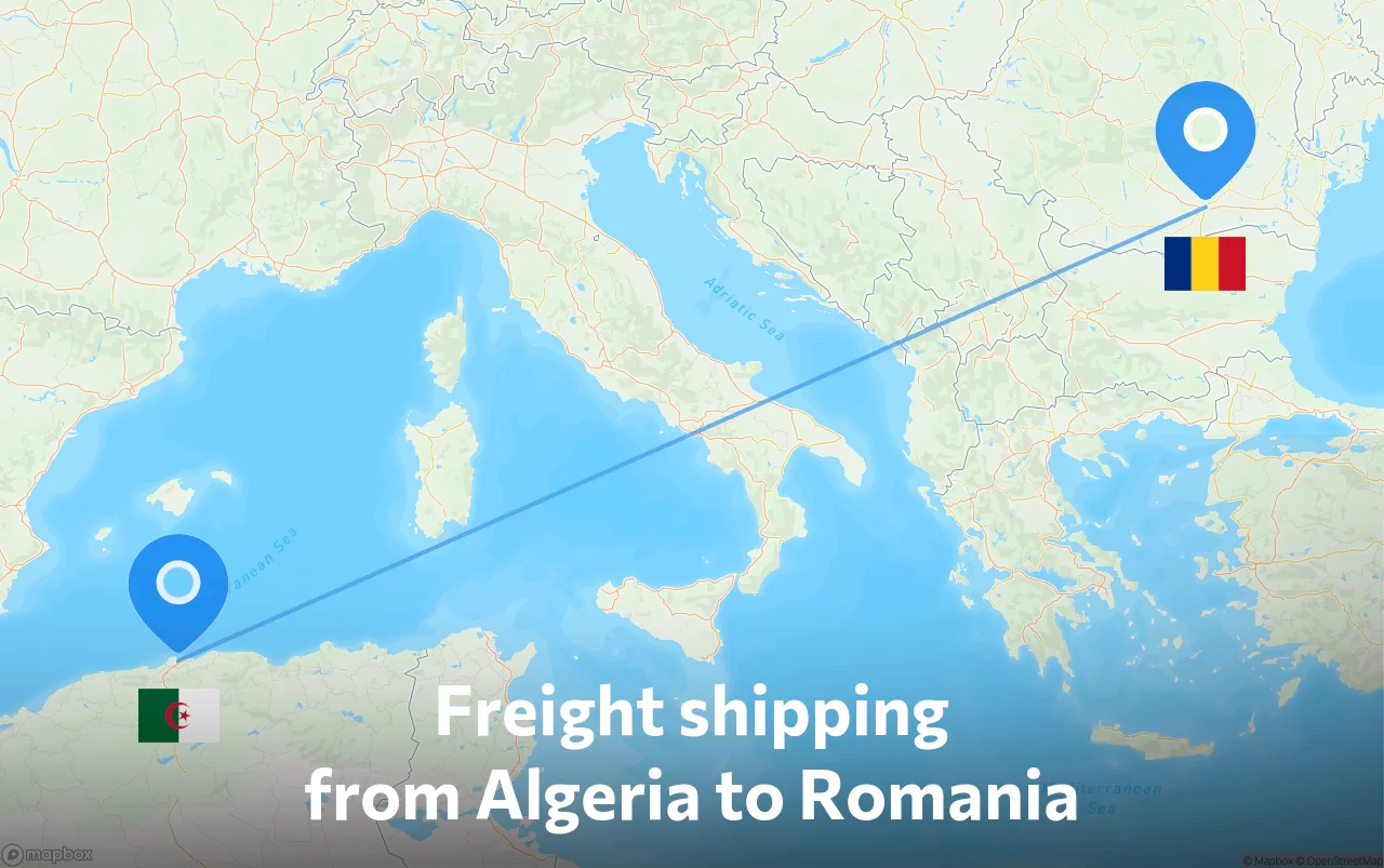Shipping route from Algeria to Romania