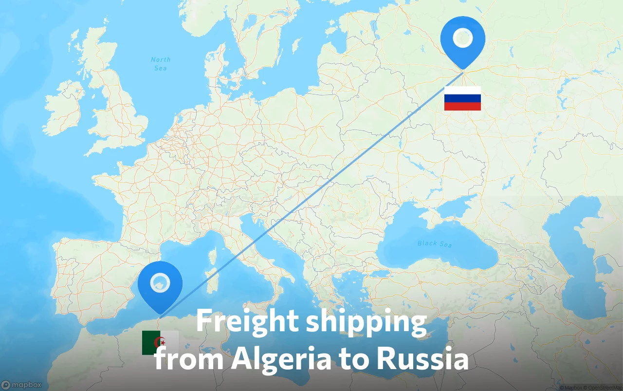 Shipping route from Algeria to Russia