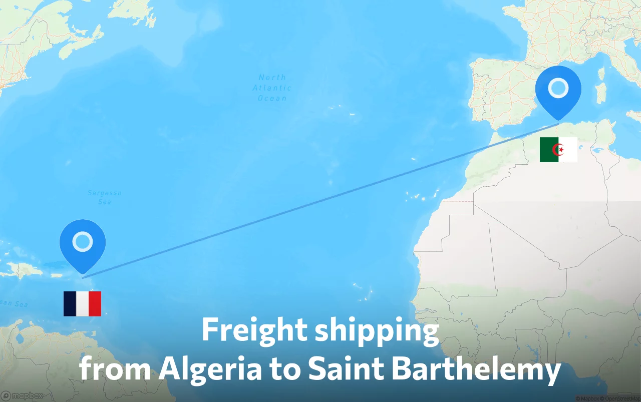 Shipping route from Algeria to Saint Barthelemy