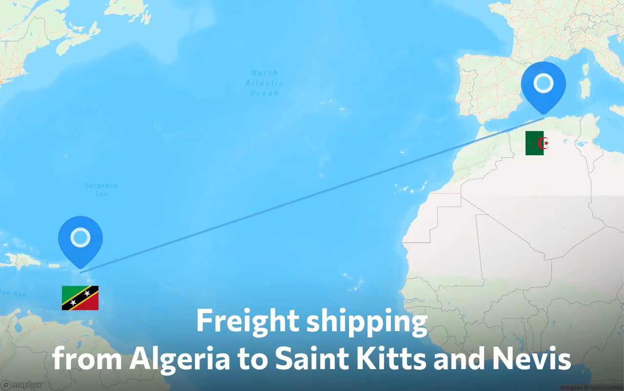Shipping route from Algeria to Saint Kitts and Nevis