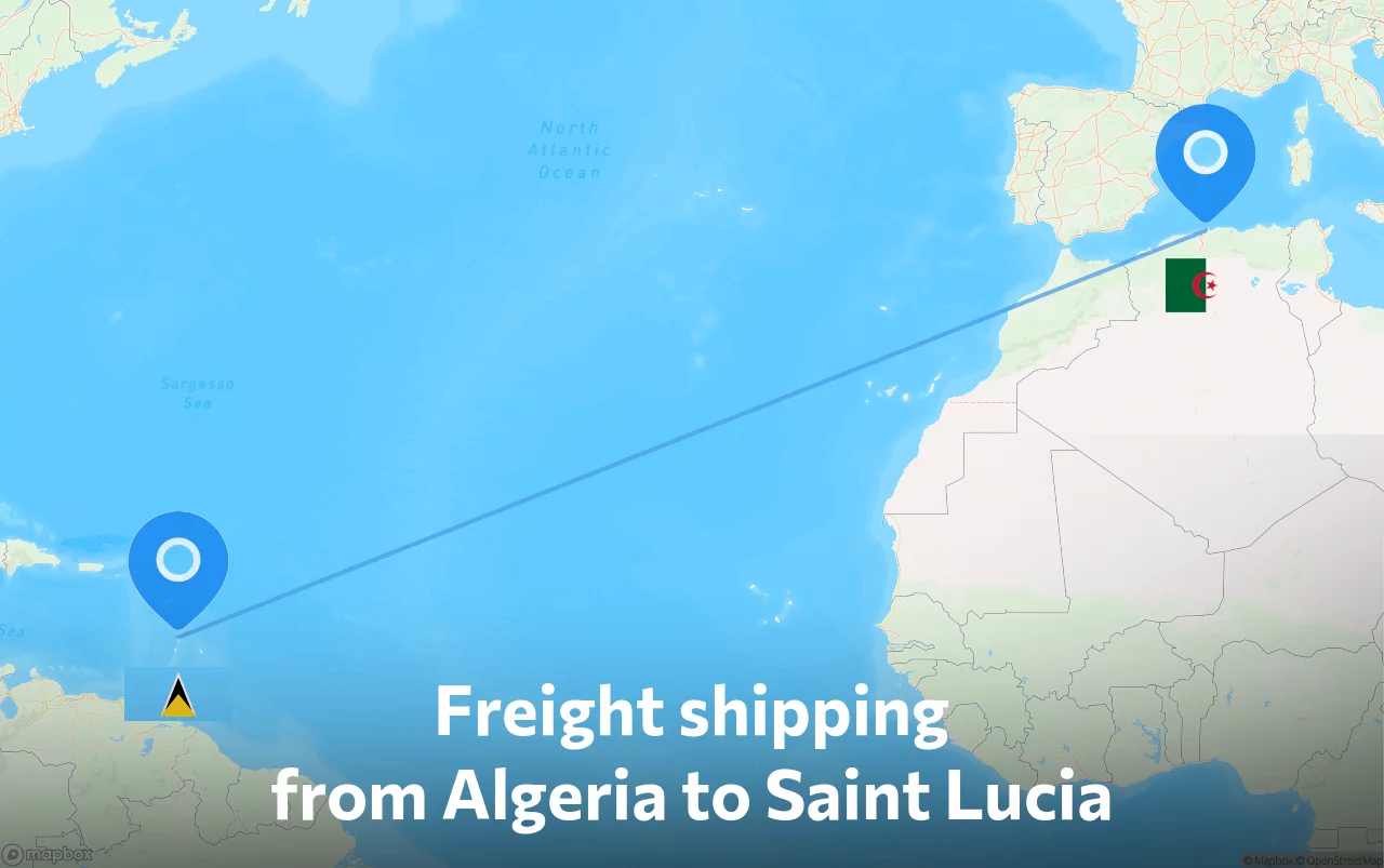 Shipping route from Algeria to Saint Lucia