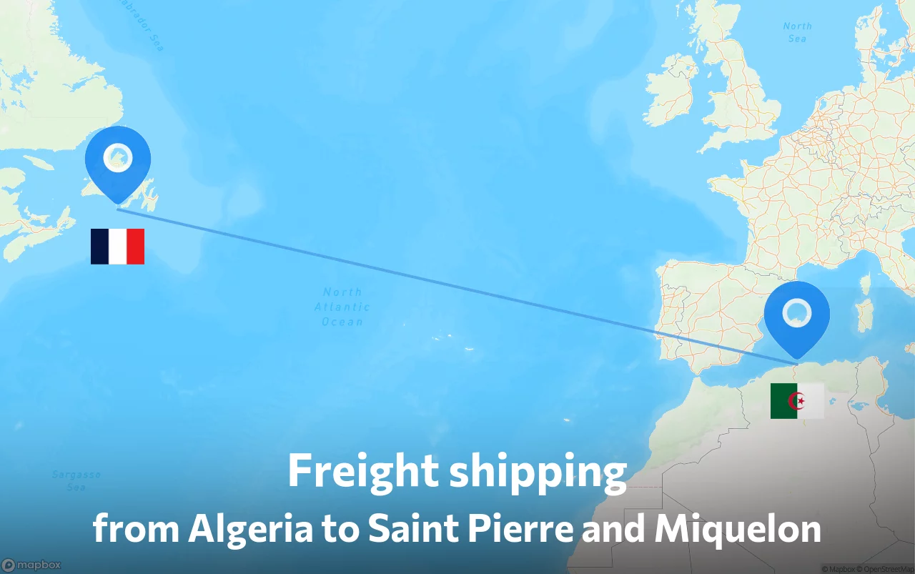Shipping route from Algeria to Saint Pierre and Miquelon