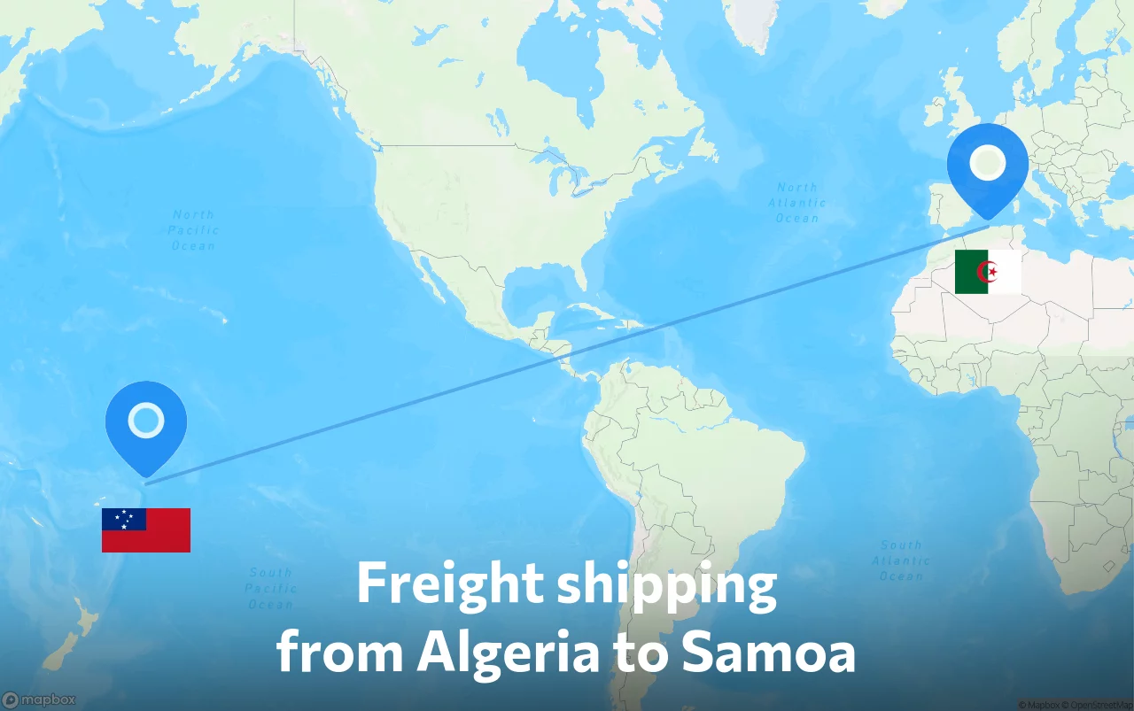 Shipping route from Algeria to Samoa