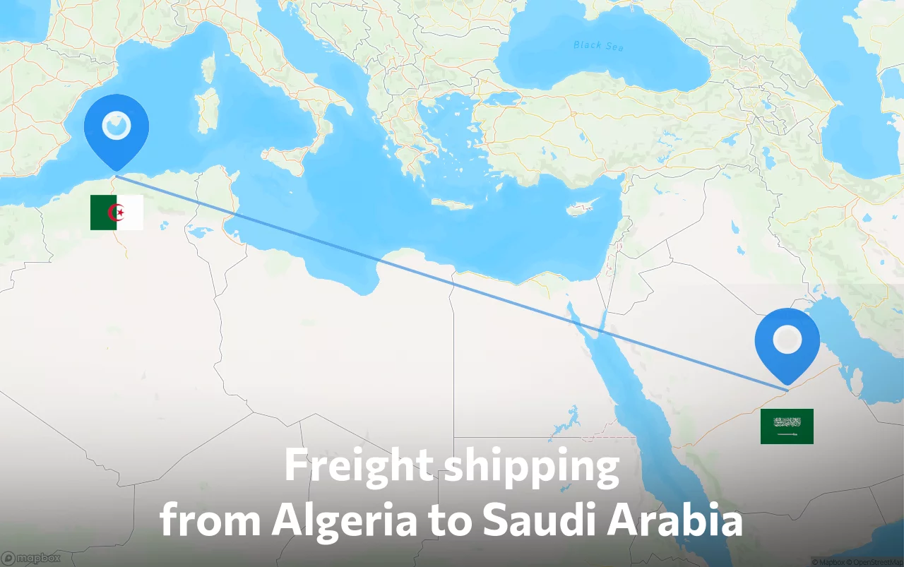 Shipping route from Algeria to Saudi Arabia