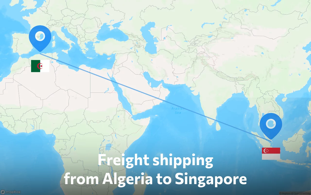 Shipping route from Algeria to Singapore
