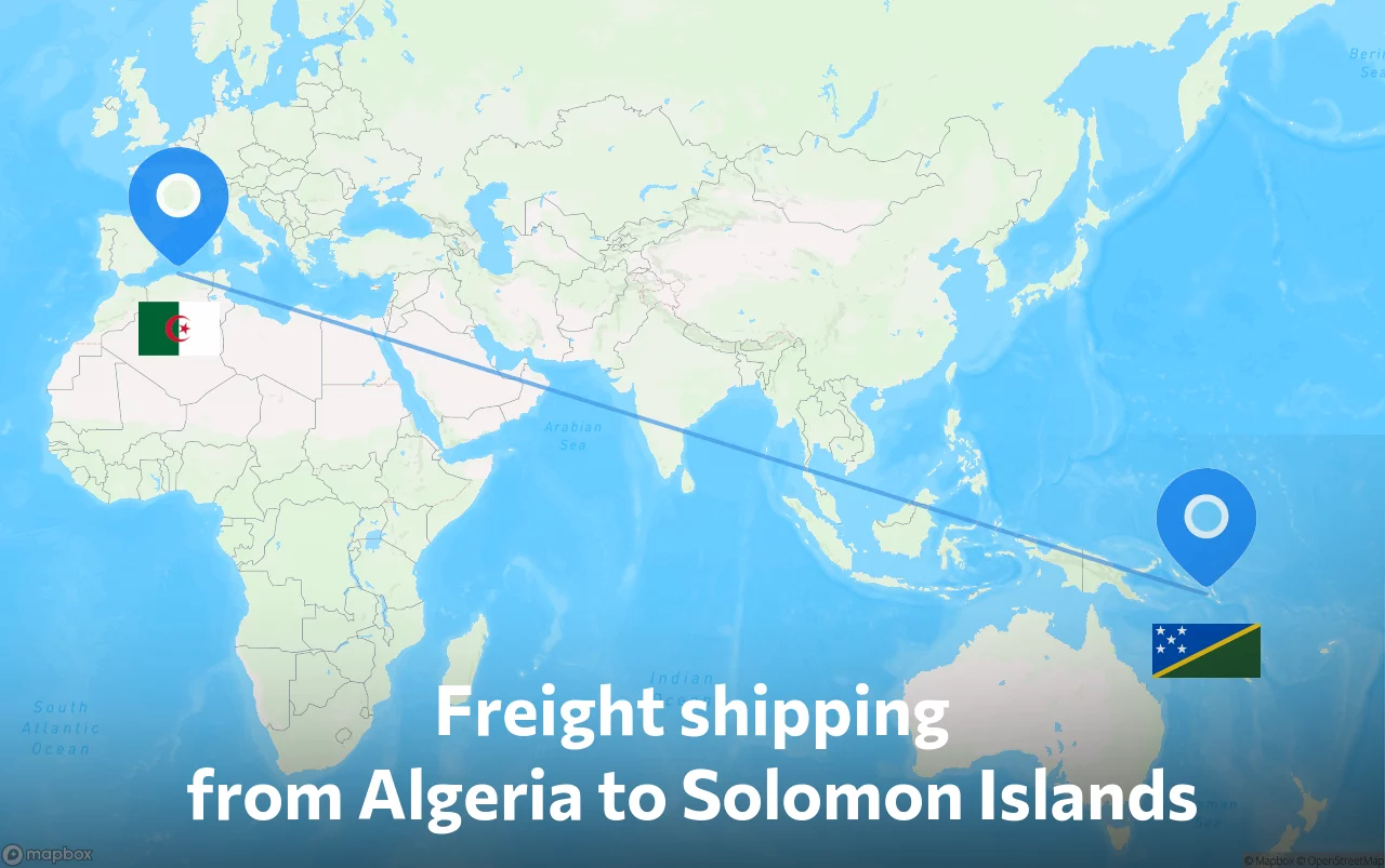 Shipping route from Algeria to Solomon Islands