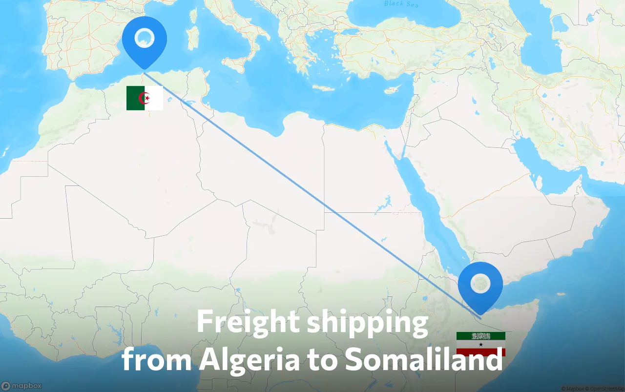 Shipping route from Algeria to Somaliland