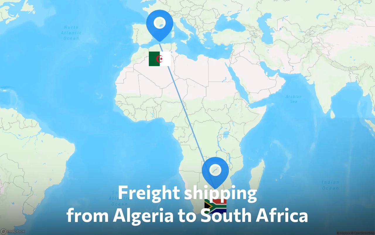 Shipping route from Algeria to South Africa