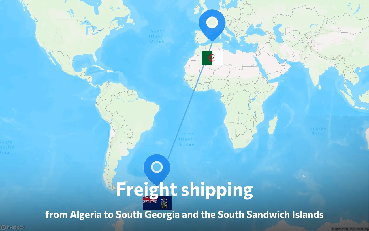 Shipping route from Algeria to South Georgia and the South Sandwich Islands