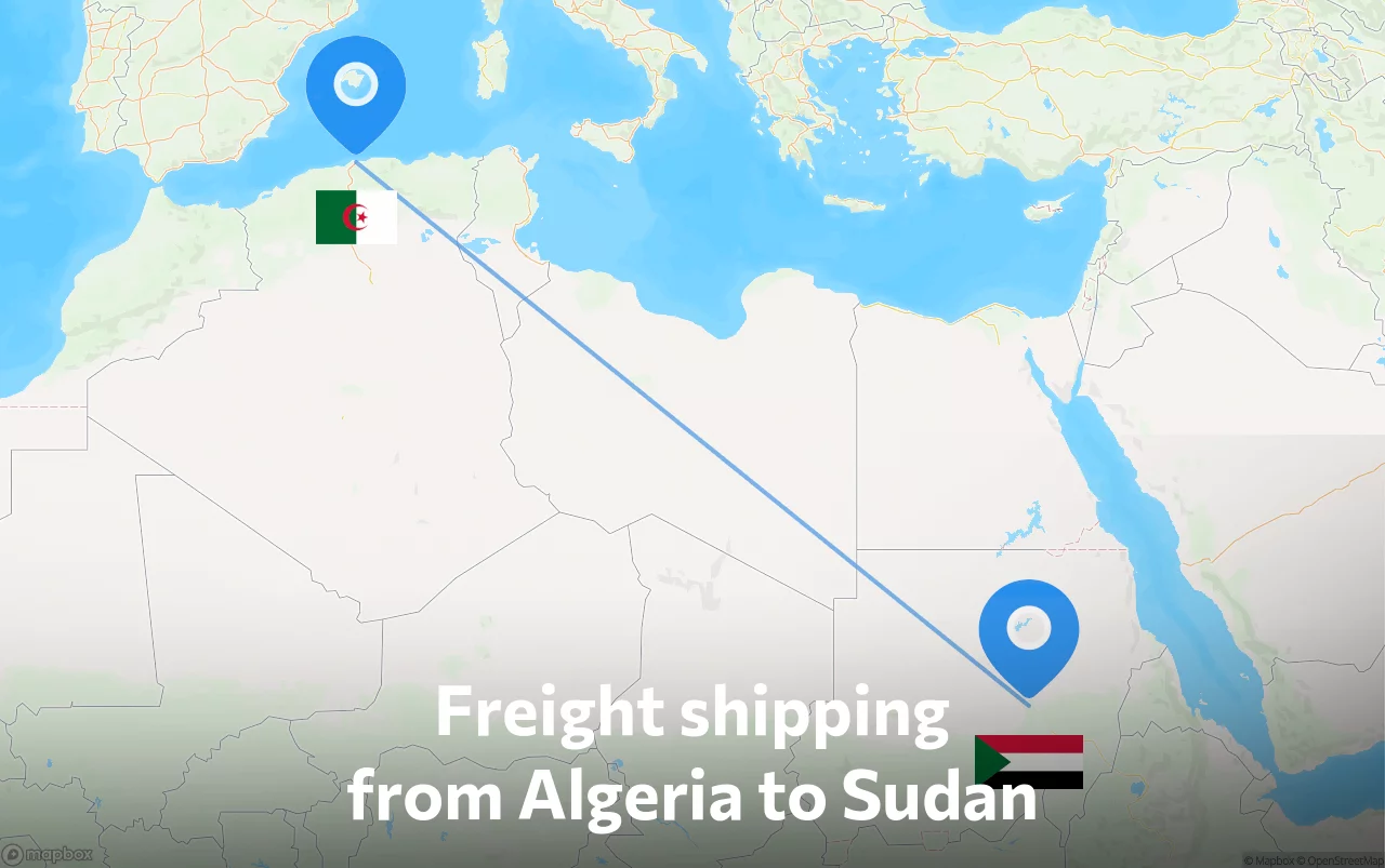 Shipping route from Algeria to Sudan
