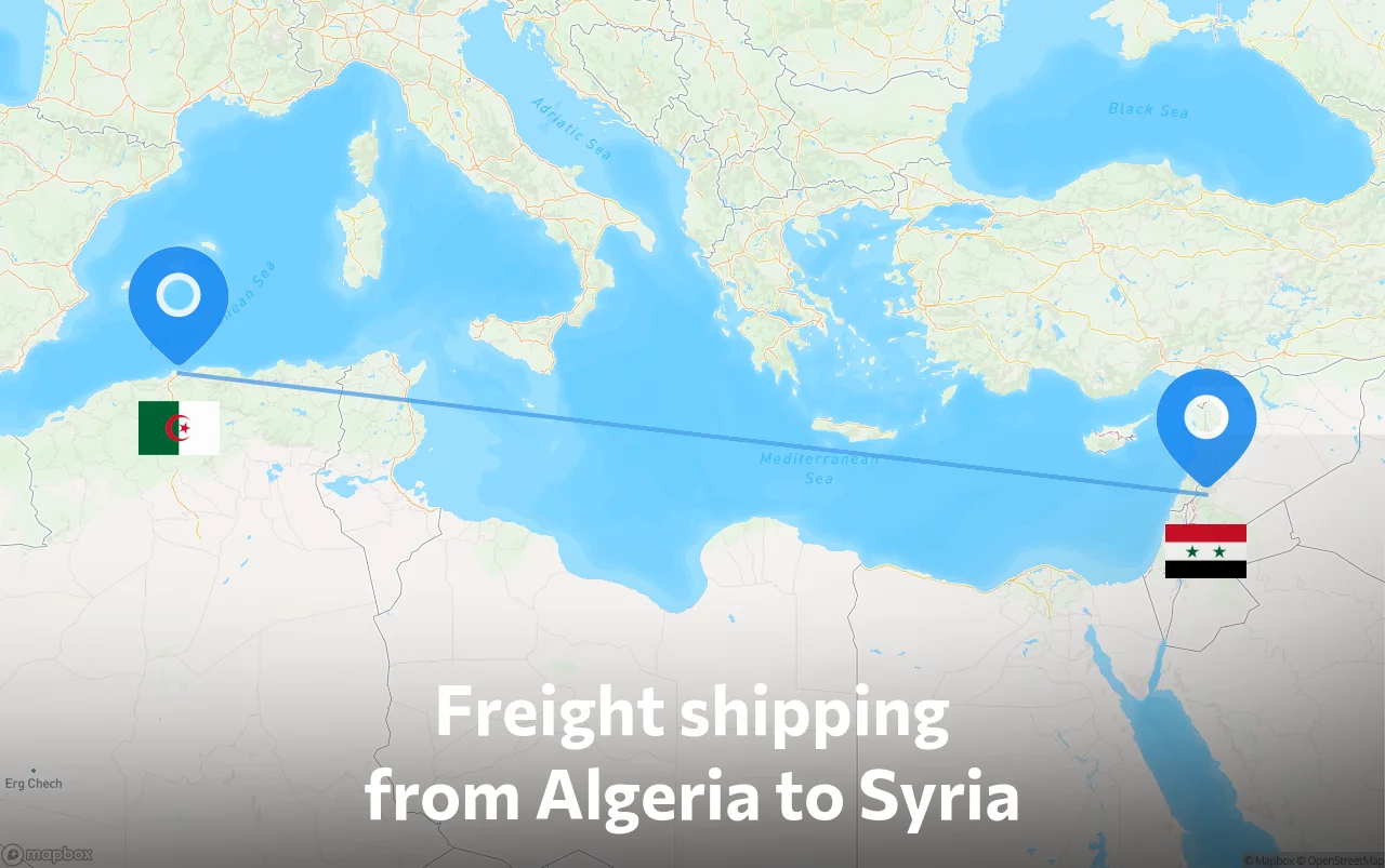 Shipping route from Algeria to Syria