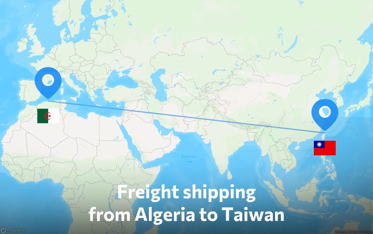 Shipping route from Algeria to Taiwan