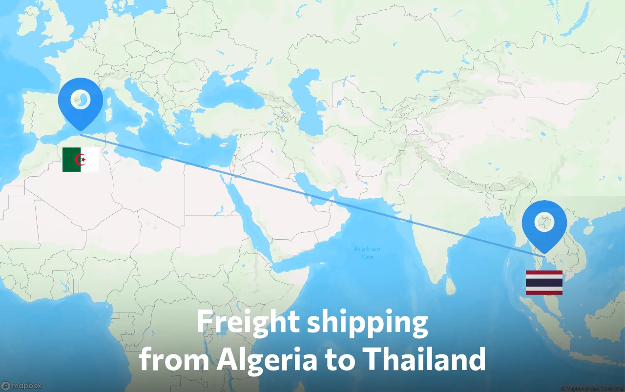 Shipping route from Algeria to Thailand