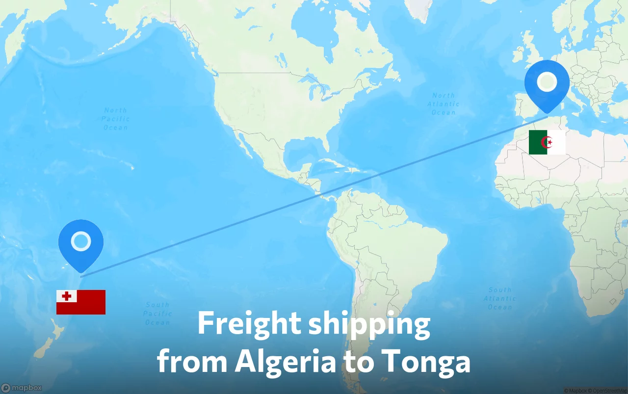 Shipping route from Algeria to Tonga