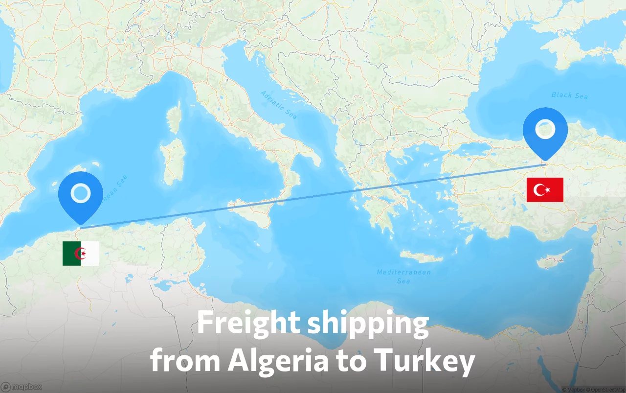 Shipping route from Algeria to Turkey