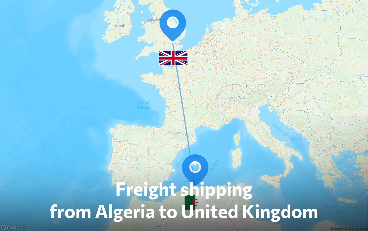 Shipping route from Algeria to United Kingdom