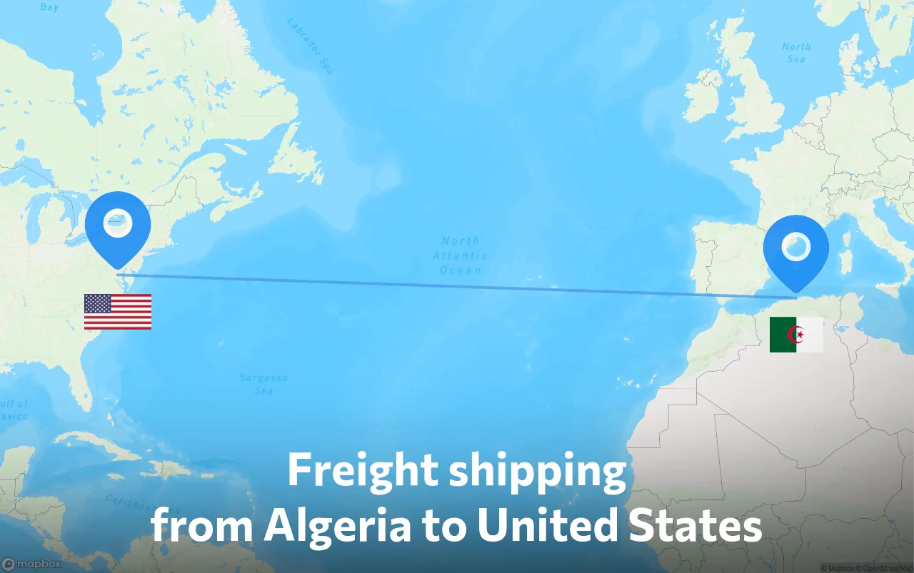 Shipping route from Algeria to United States