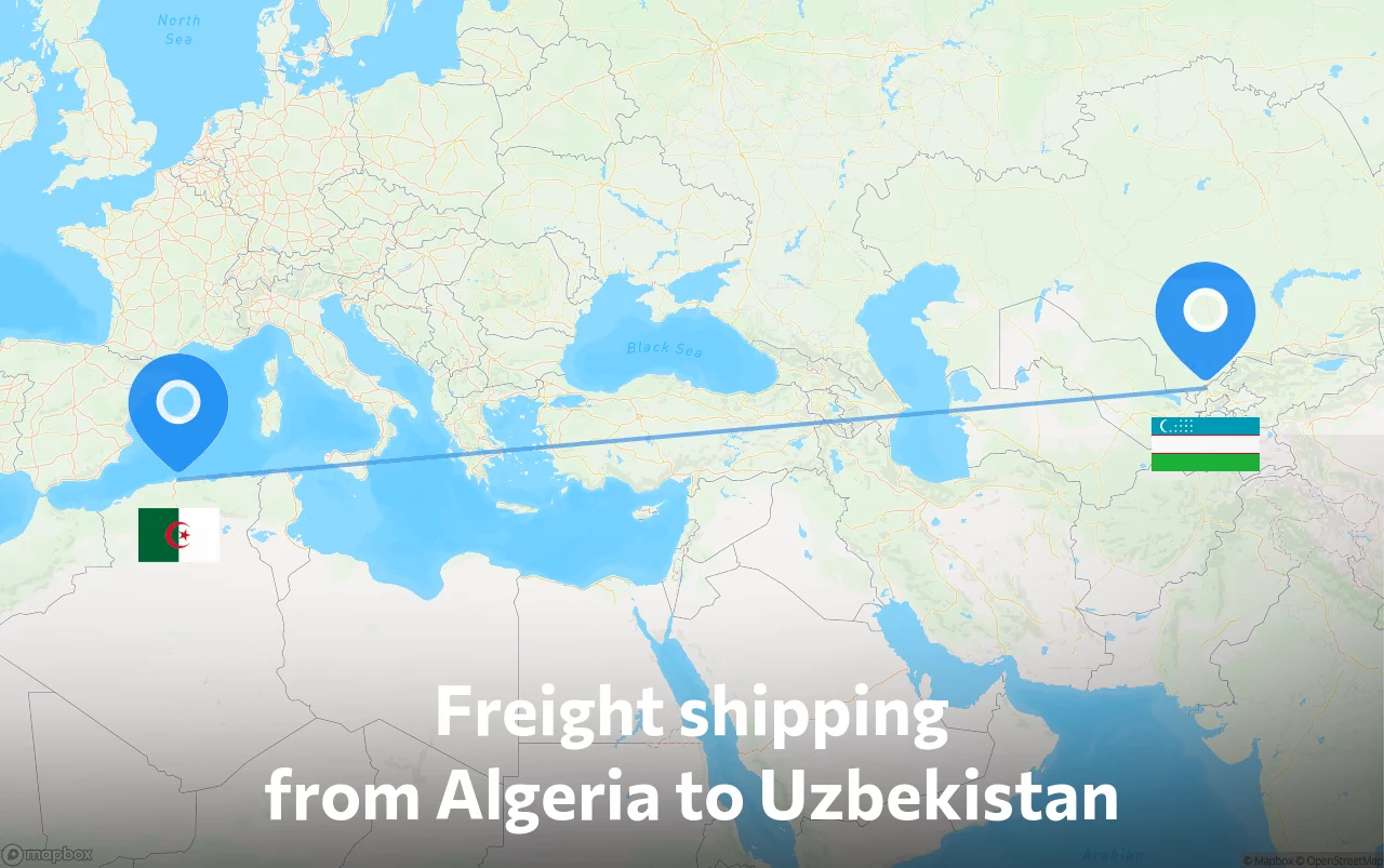 Shipping route from Algeria to Uzbekistan