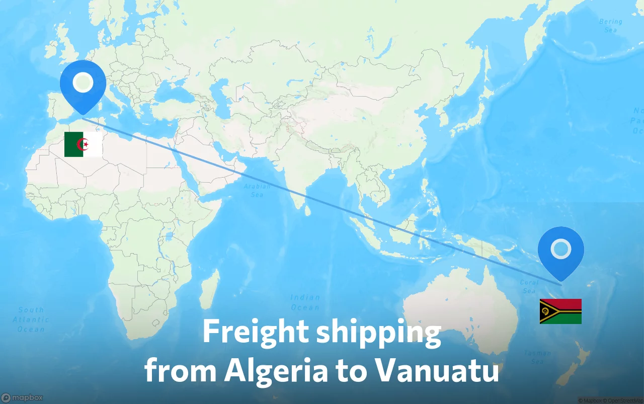 Shipping route from Algeria to Vanuatu